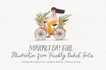 Market Day Girl Illustration from Freshly Baked Font Previews main product image by Nicky Laatz