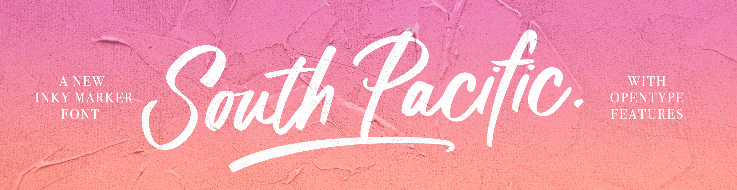 South Pacific font on pink textured background
