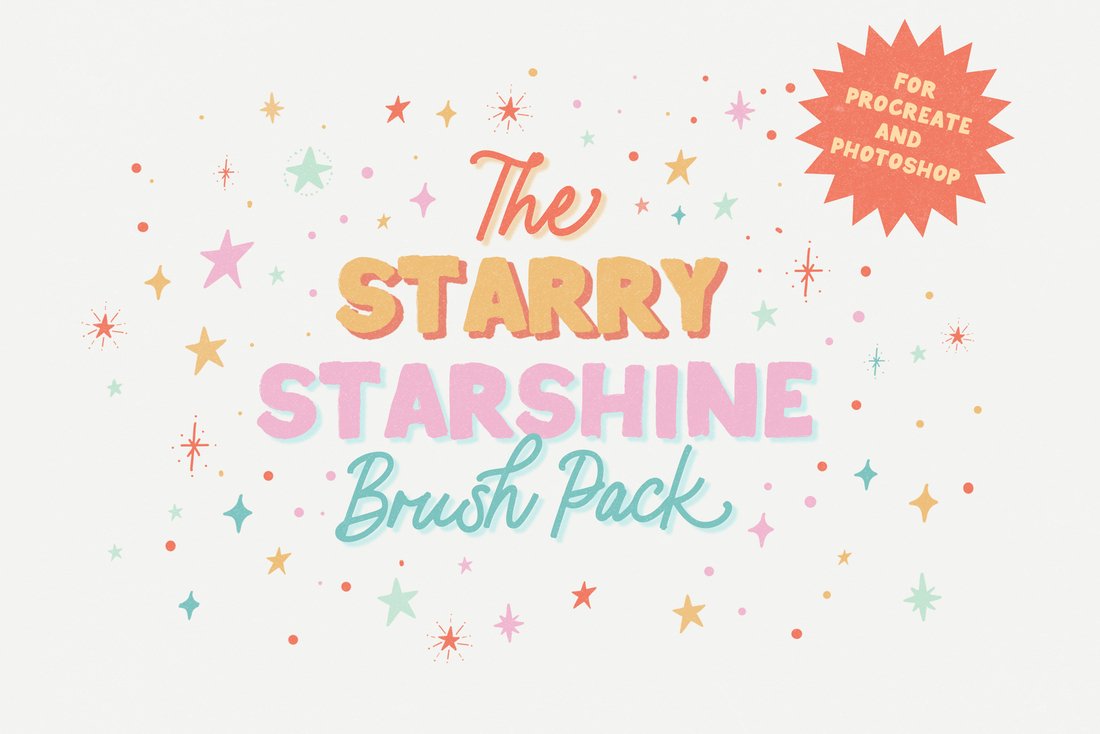 Starry Starshine Brush Pack for Procreate and Photoshop main product image by Nicky Laatz