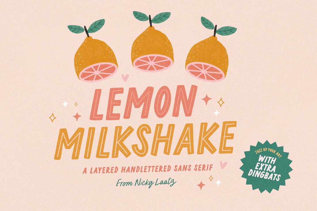 Lemon Milkshake Font and Dings main product image by Nicky Laatz
