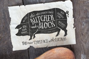 Butcher and Block Font & Extras main product image by Nicky Laatz